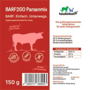 haustierkost.de BARF2Go Pansen-Mix Taler - 150 g