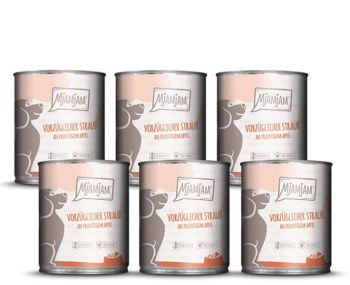 MjAMjAM Hund Strauß mit Apfel Menü - 6x 800g