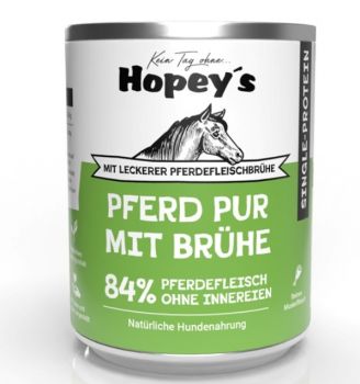 Hopeys Pferd pur mit Brühe Fleischdose - 800g