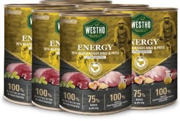 WESTHO Nassfutter Energy Black Angus-Rind & Pute - 24x 800g
