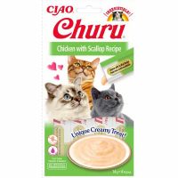 Inaba Churu Cat Snack Püree Huhn mit Jakobsmuschel - 4x 14g